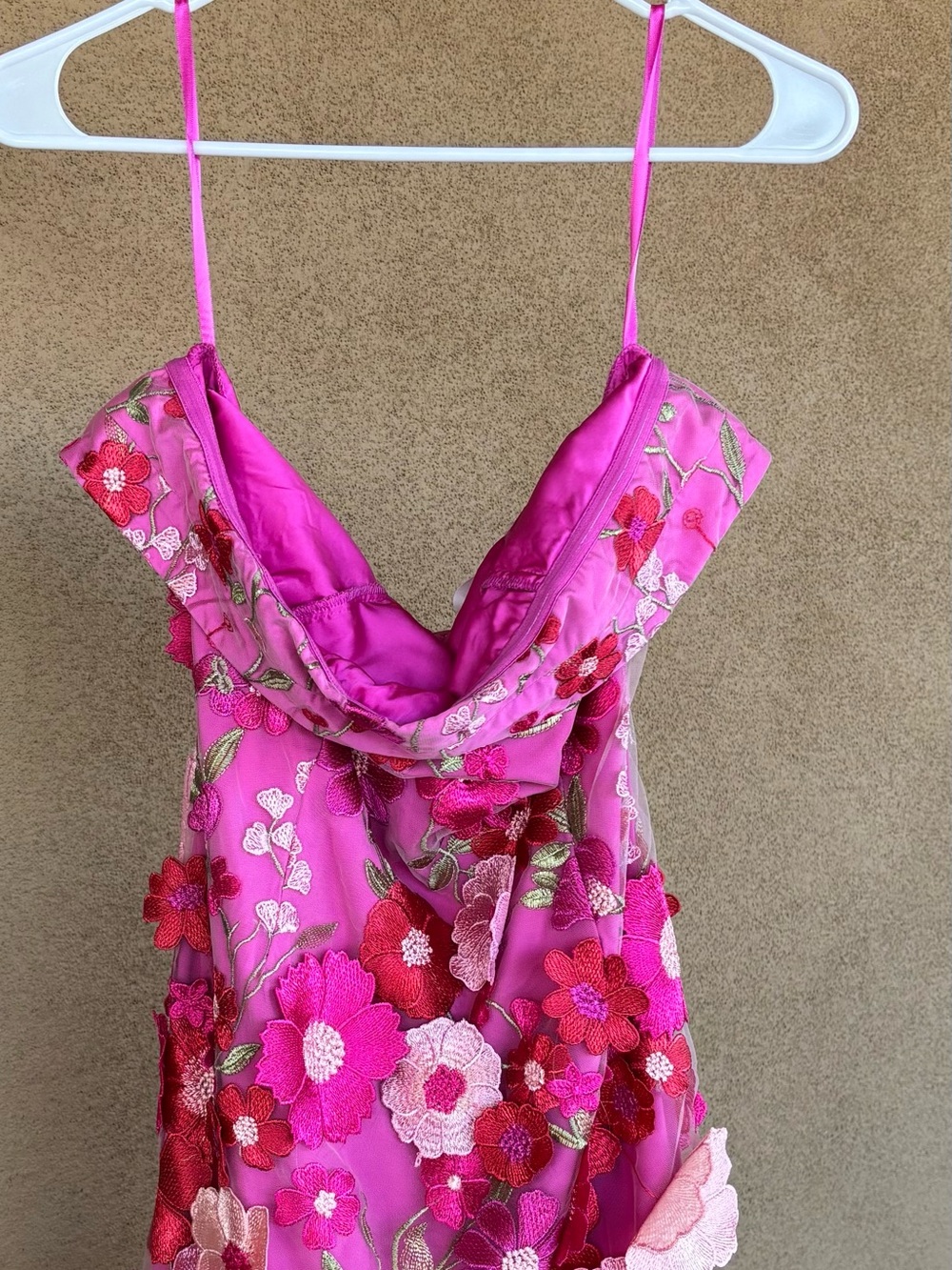 Altar'd State Pink Strapless Floral Appliqué Dress - Picture 3 of 5
